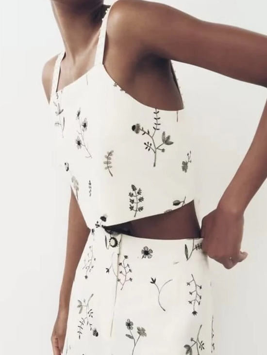 Zara Tops - NWT Zara Floral Embroidered Linen Blend Crop Top